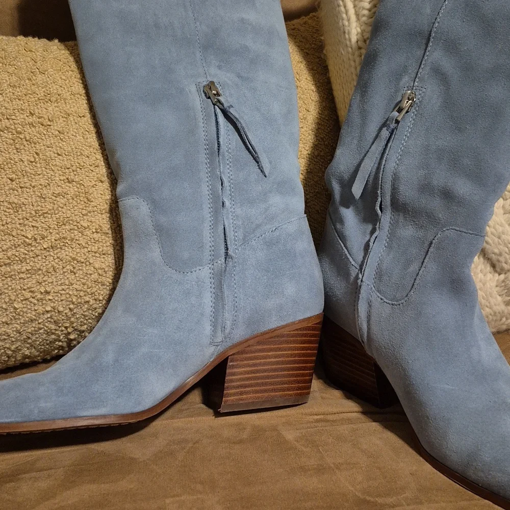 Sam Edelman Blue Suede Boots - Picture 3 of 7